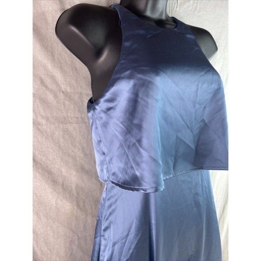 Lulus Satin High Neck‎ Bridesmaid Dress XS | Flowy A-Line Wedding Formal - Picture 7 of 16